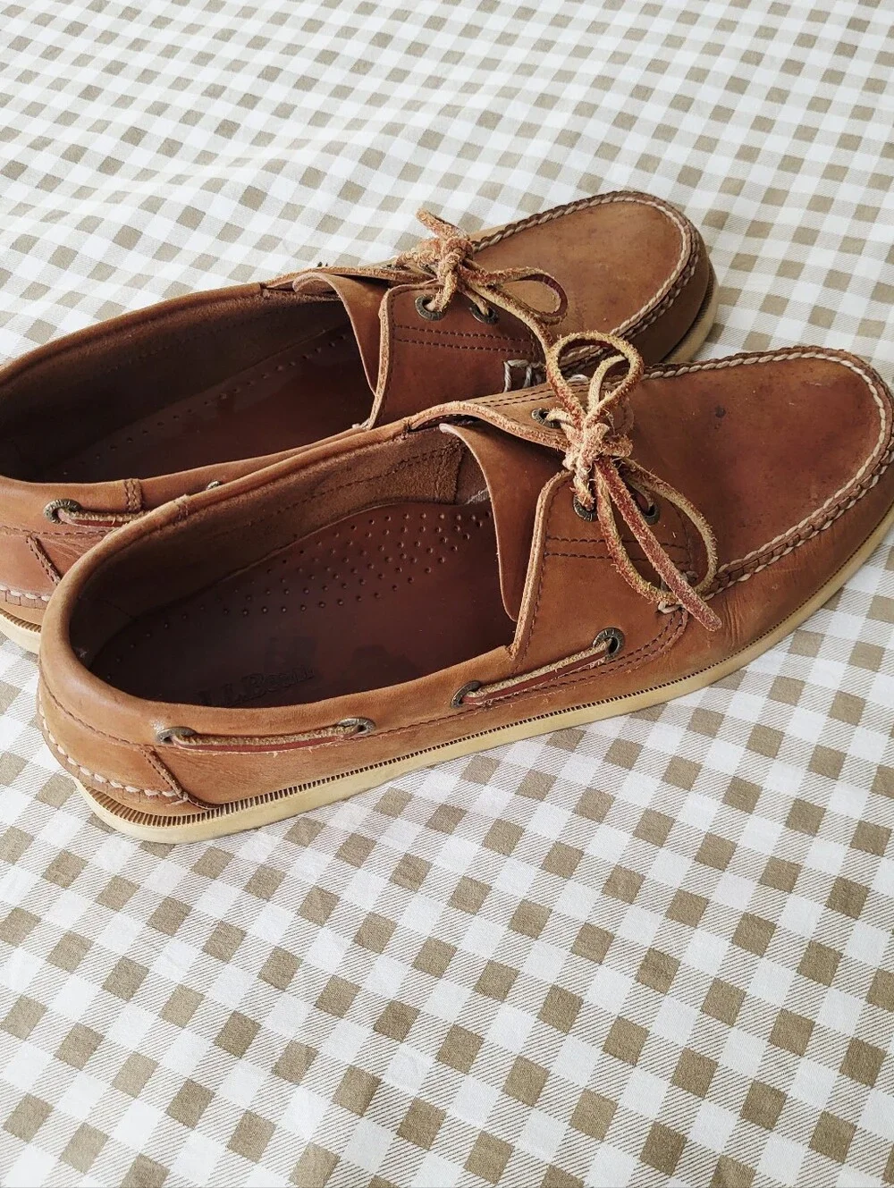 L.L.Bean Men's Brown Leather Boat Shoes, Size 10.5 D
